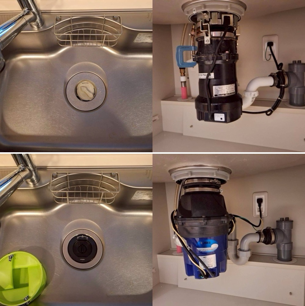 安永製ディスポーザーYD130BWAからフロム工業製YS8100に交換