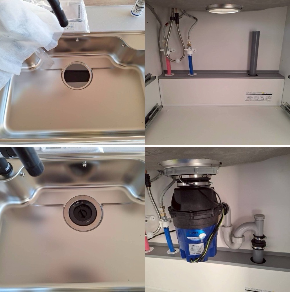 LIXILスキットシンクにフロム工業製ディスポーザーYS8100設置 東京都三鷹市 LIXILスキットシンクにフロム工業製ディスポーザーYS8100設置