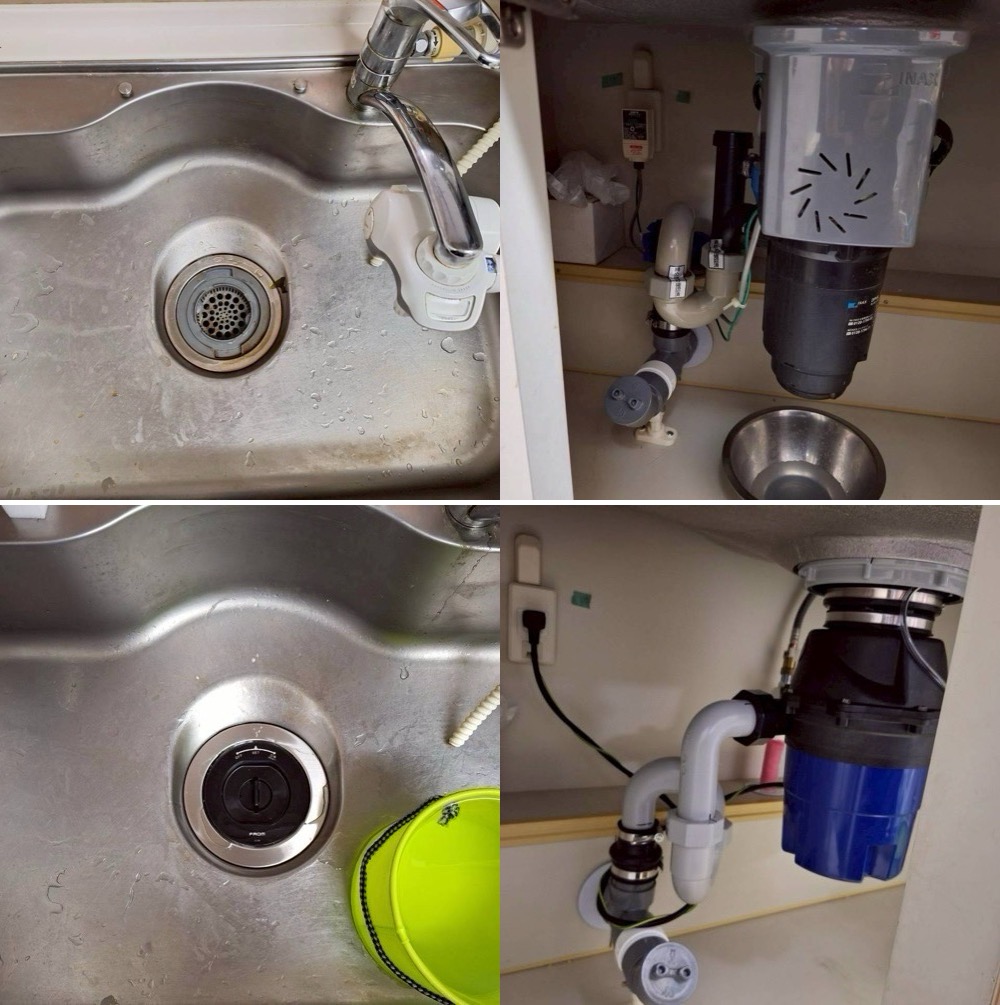 INAX製ディスポーザー快速君からフロム工業製YS8100に交換 千葉県千葉市 INAX製ディスポーザー快速君からフロム工業製YS-8100に交換