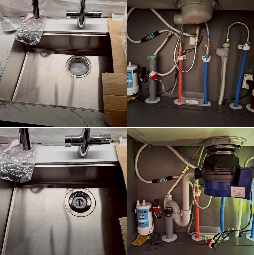 グラフテクトキッチンにフロム工業製ディスポーザーYS7000L設置