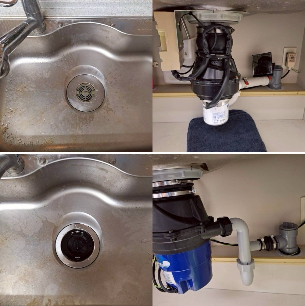 積水製自動ディスポーザーシンクリアSFH7400からフロム工業製YS8100に交換 神奈川県川崎市 積水製自動ディスポーザーシンクリアSFH7400からフロム工業製YS8100に交換