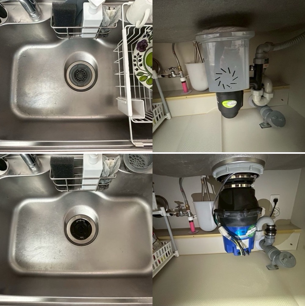 INAX製ディスポーザー快速君からフロム工業製YS8100に交換 東京都荒川区 INAX製ディスポーザー快速君からフロム工業製YS-8100に交換